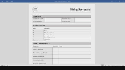 Hiring Scorecard Template (Word, PDF)