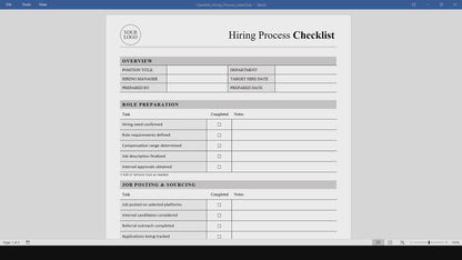Hiring Process Checklist Template (Word, PDF)