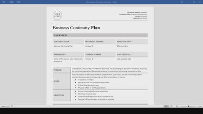 Simple Business Continuity Plan Template (Word, PDF)
