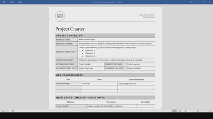 Simple Project Charter Template (Word, PDF)