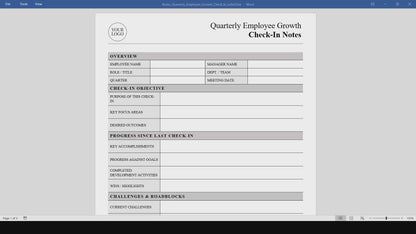 Quarterly Employee Growth Check-In Notes Template (Word, PDF)