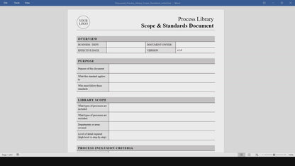 Process Library Scope & Standards Document Template (Word, PDF)