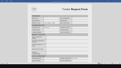 Simple Vendor Request Form Template (Word, PDF)