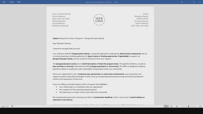 Nonprofit Letter of Support Request Template (Word, PDF)