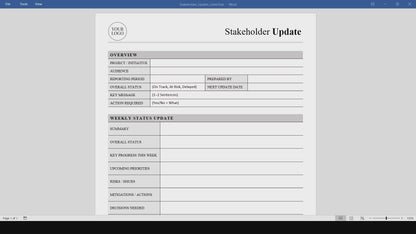 Stakeholder Update Template (Word, PDF)