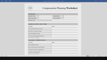 Compensation Planning Worksheet Template (Word, PDF)