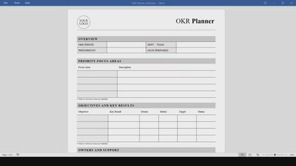 Simple OKR Planner Template (Word, PDF)