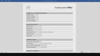 Employment Offer Template (Word, PDF)