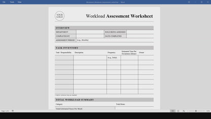 Workload Assessment Worksheet Template (Word, PDF)