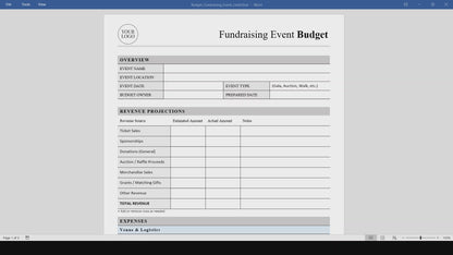 Fundraising Event Budget Template (Word, PDF)