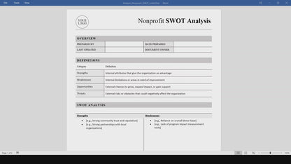 Nonprofit SWOT Analysis Template (Word, PDF)