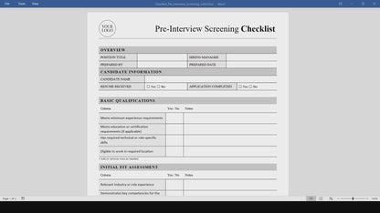 Pre-Interview Screening Checklist Template (Word, PDF)