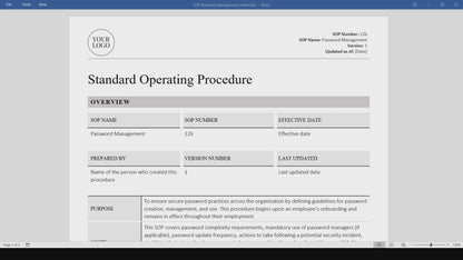 Password Management SOP Template (Word & PDF)