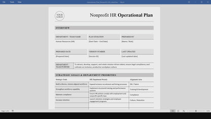 Nonprofit HR Operational Plan Template (Word, PDF)