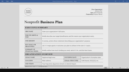 Nonprofit Business Plan Template (Word, PDF)
