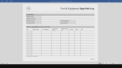 Tool & Equipment Sign-Out Log Template (Word, PDF)