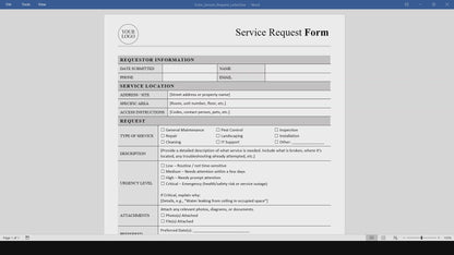 Simple Service Request Form Template (Word, PDF)