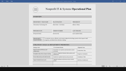 Nonprofit IT & Systems Operational Plan Template (Word, PDF)
