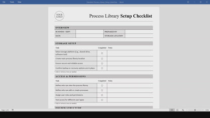 Process Library Setup Checklist Template (Word, PDF)