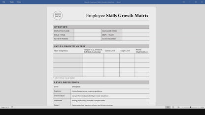 Employee Skills Growth Matrix Template (Word, PDF)
